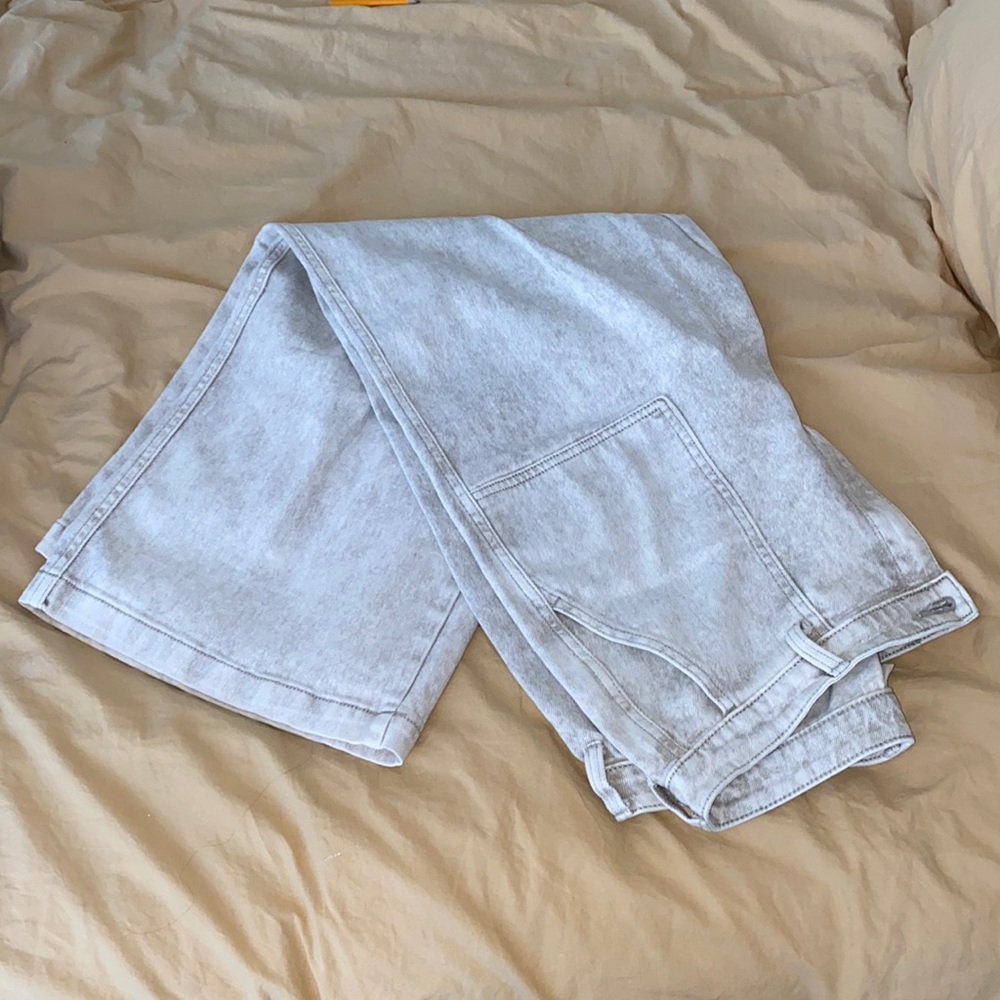 Wide legged tan trouser jeans